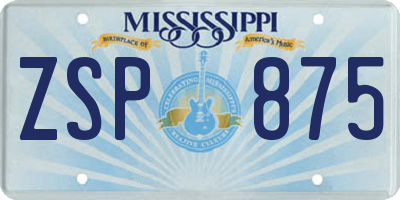 MS license plate ZSP875