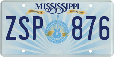 MS license plate ZSP876