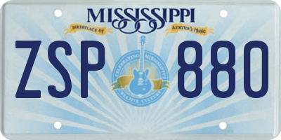 MS license plate ZSP880