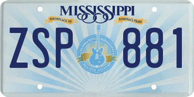 MS license plate ZSP881
