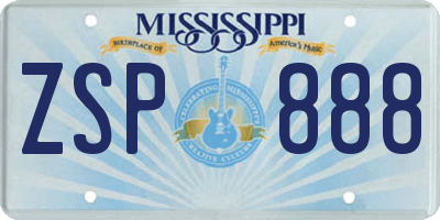 MS license plate ZSP888