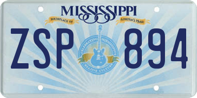MS license plate ZSP894