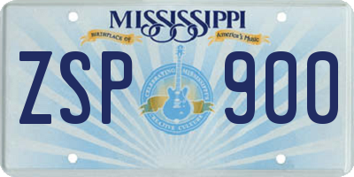 MS license plate ZSP900