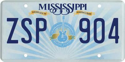 MS license plate ZSP904