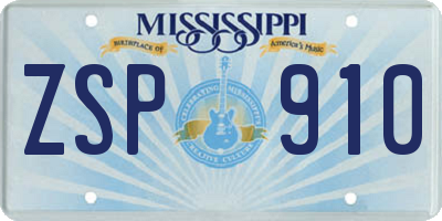 MS license plate ZSP910