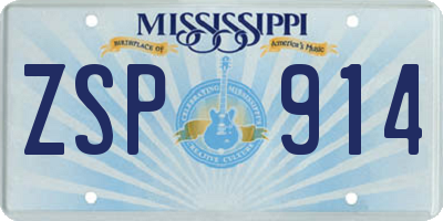 MS license plate ZSP914