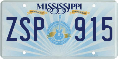 MS license plate ZSP915