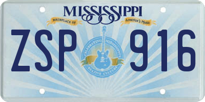 MS license plate ZSP916