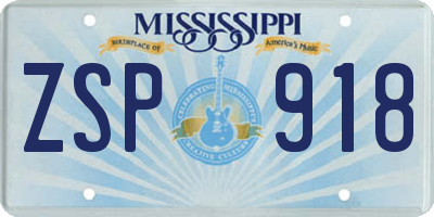 MS license plate ZSP918