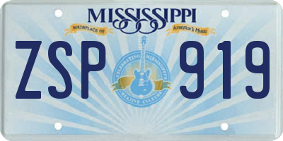MS license plate ZSP919
