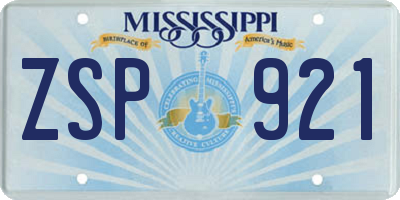 MS license plate ZSP921