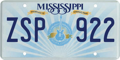 MS license plate ZSP922