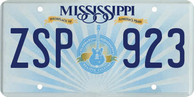 MS license plate ZSP923