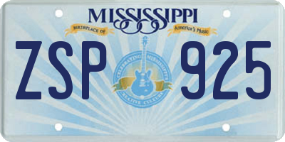 MS license plate ZSP925