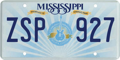 MS license plate ZSP927