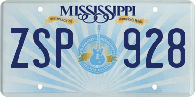 MS license plate ZSP928