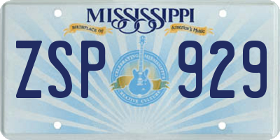 MS license plate ZSP929
