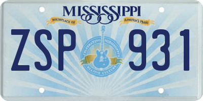 MS license plate ZSP931