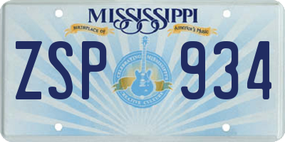 MS license plate ZSP934