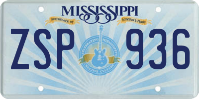 MS license plate ZSP936