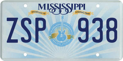 MS license plate ZSP938
