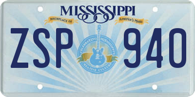 MS license plate ZSP940