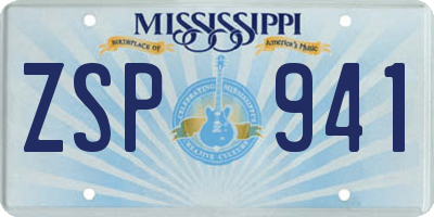 MS license plate ZSP941