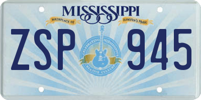 MS license plate ZSP945