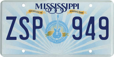 MS license plate ZSP949