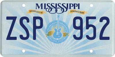 MS license plate ZSP952