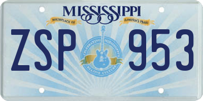 MS license plate ZSP953