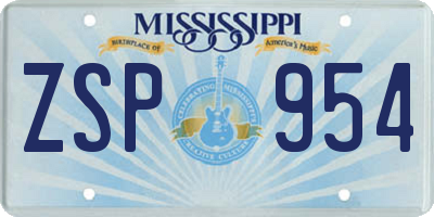 MS license plate ZSP954