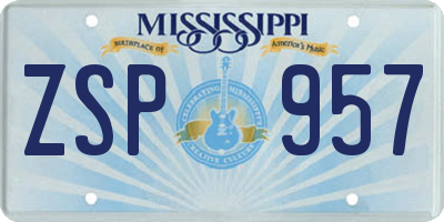 MS license plate ZSP957