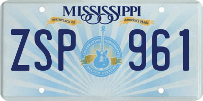 MS license plate ZSP961