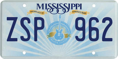 MS license plate ZSP962