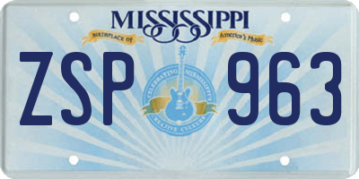 MS license plate ZSP963