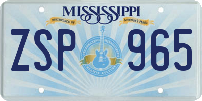 MS license plate ZSP965
