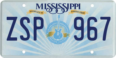 MS license plate ZSP967