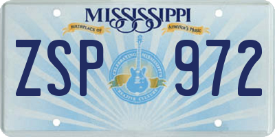 MS license plate ZSP972