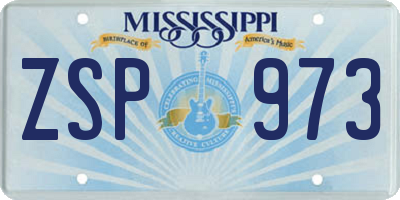 MS license plate ZSP973