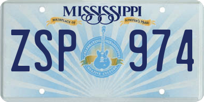 MS license plate ZSP974
