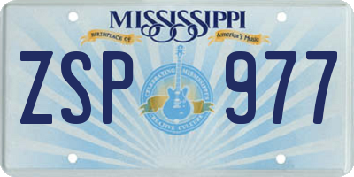 MS license plate ZSP977