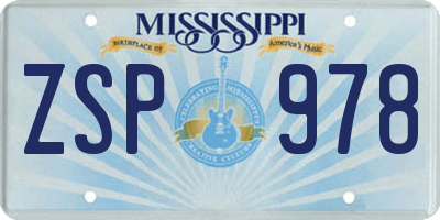 MS license plate ZSP978