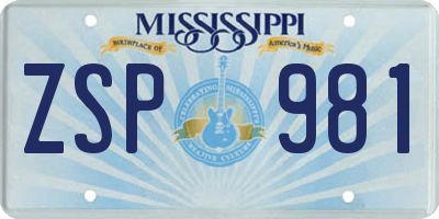 MS license plate ZSP981
