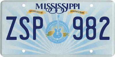 MS license plate ZSP982