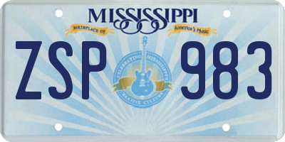 MS license plate ZSP983