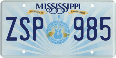 MS license plate ZSP985