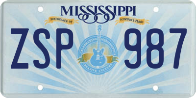 MS license plate ZSP987