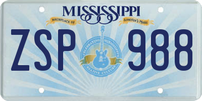 MS license plate ZSP988