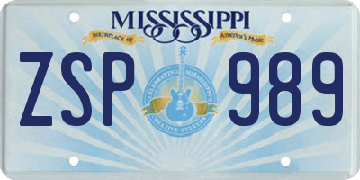MS license plate ZSP989